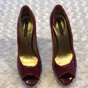 Claudia ciuti Women’s Red Quilted leather Patent Peeptoe Heel Size 8.5